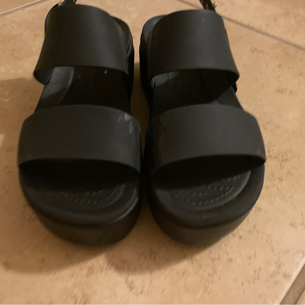 Crocs sandals.